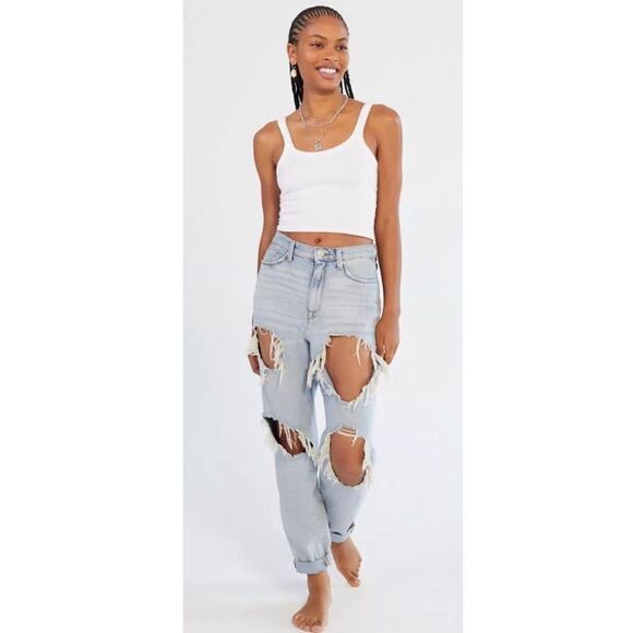 BDG Urban Outfitters Mom High-Rise Destroyed Jeans Size Womens 26 - Picture 10 of 10